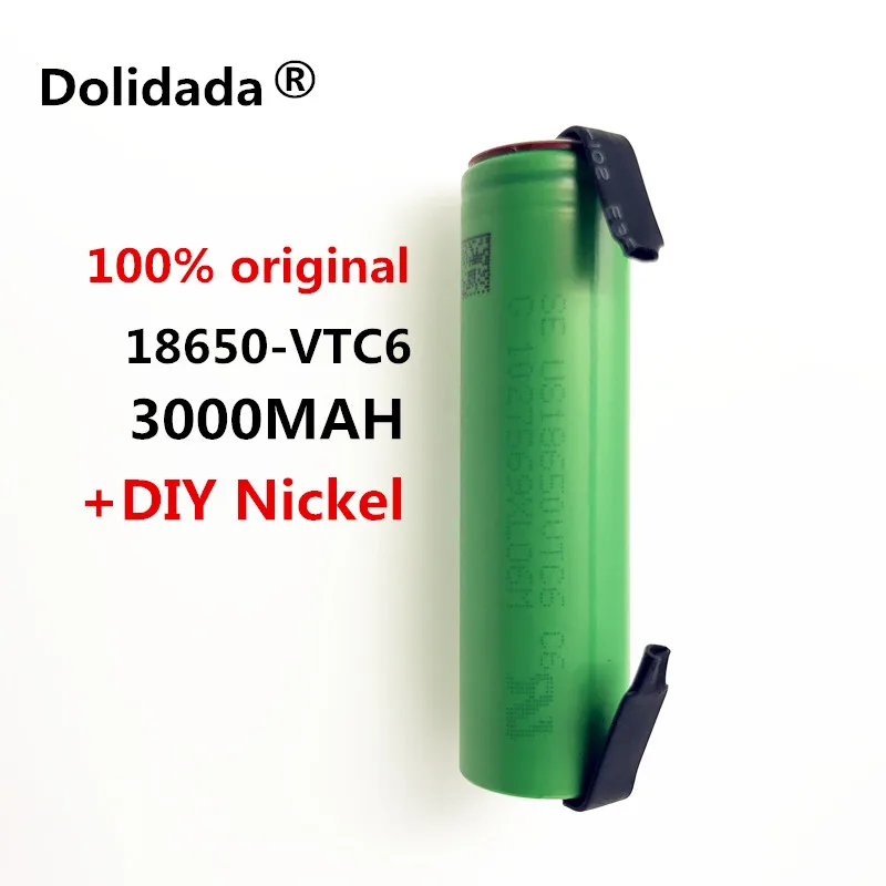 

Dolidada 100% original 3.7 V 3000 MAH 18650 battery for us18650 VTC6 30A toys tools flashlight battery+DIY nickel