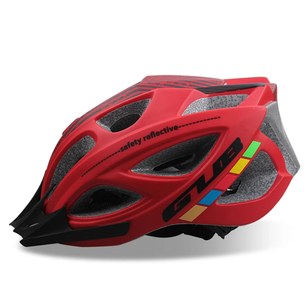 GUB для взрослых, 18 отверстий, Сверхлегкий, интерgrally-Формованный дорожный MTB велосипедный шлем с отражающей полосой, велосипедная голова, безопасная одежда - Цвет: Красный