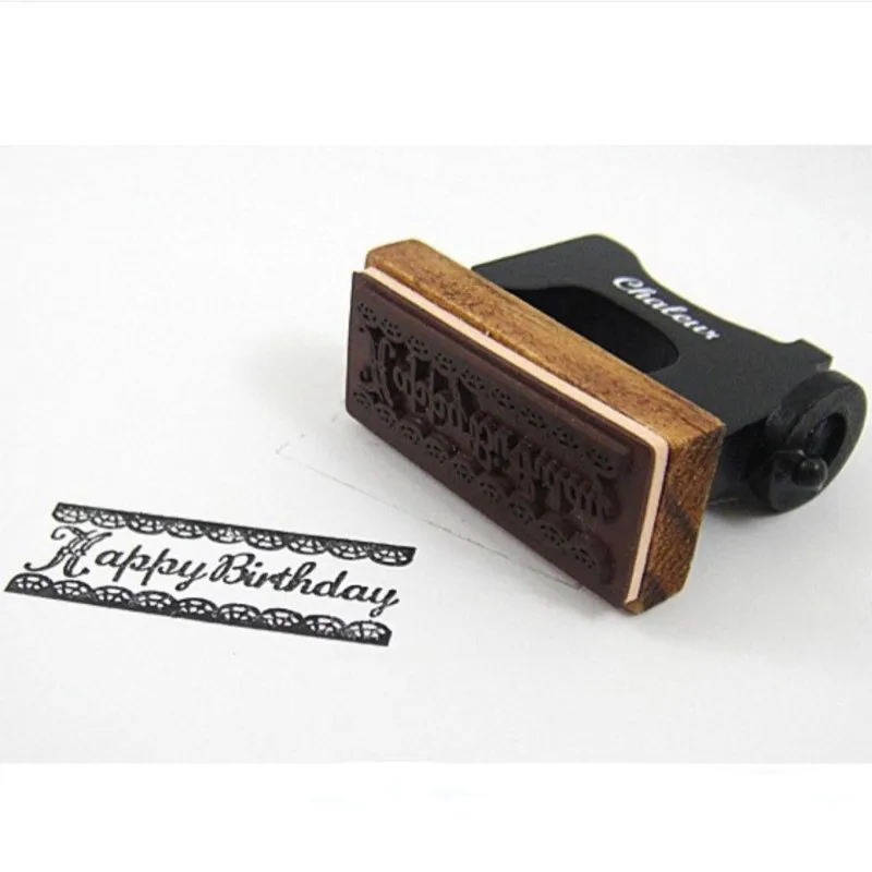 

Happy birthday wood rubber stamp cute sewing machine shape DIY card making decoration scrapbooking craft
