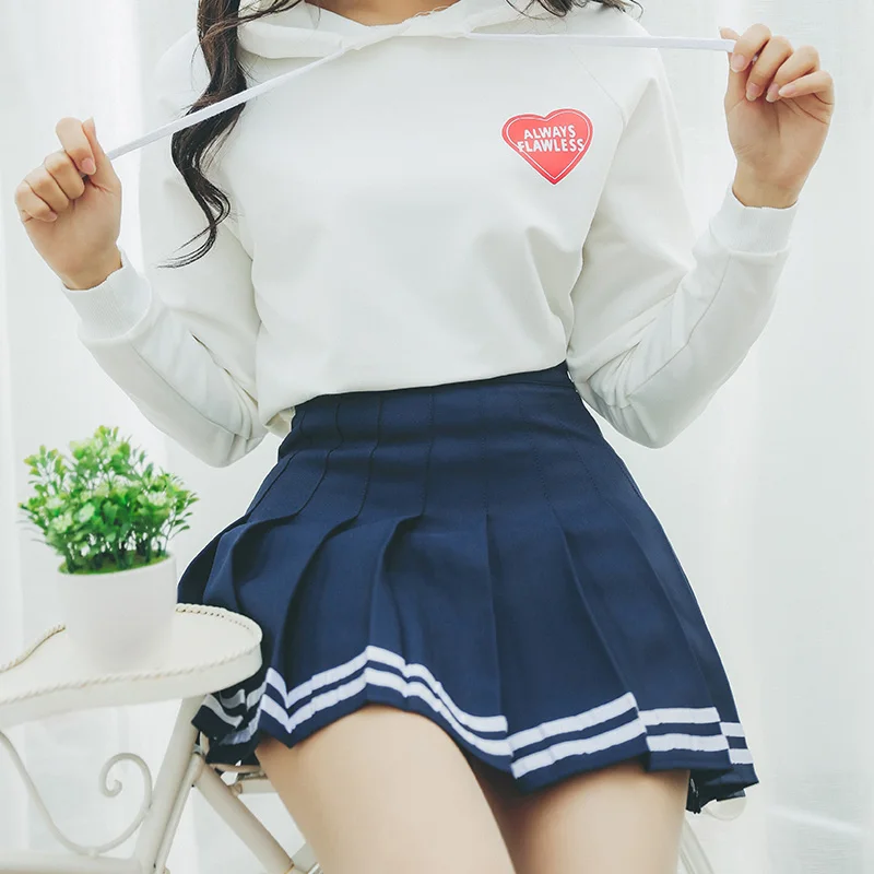 Spring Summer Preppy Style Stripe Skirts Women Cute Little Fresh Skirt Fashion High Waist Sweet Pleated Skirt Cotton Mini Skirts Skirts