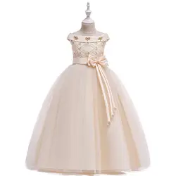 Высокое качество принцесса 2020 девушки пышные платья тюль, цвет Шампань с плеча цветок девушки платья для свадьбы