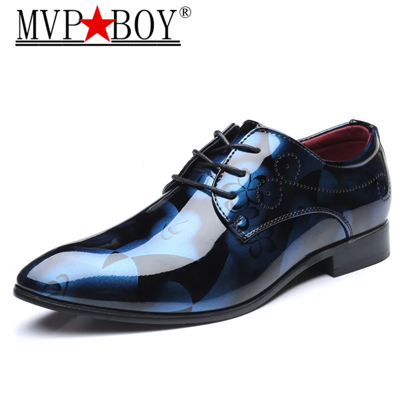 

MVP BOY Men Dress Shoes Floral Pattern Men Formal Shoes Leather Luxury Fashion Groom Wedding Shoes Men Oxford Shoes Dress 38-44