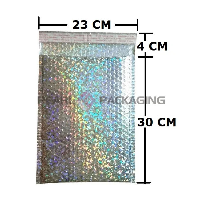 

20pcs Large Holographic Bubble Envelope Laser Silver Mailer Bag Metallic Padded Envelop for Fragile Product Packaging