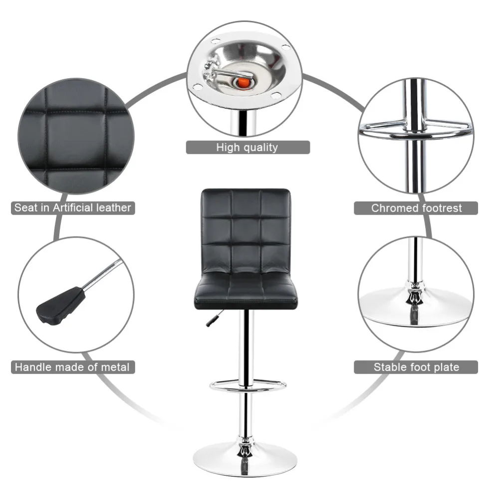 DOORSACCERY 2 шт./компл. черный поворотный, из искусственной кожи барные стулья с регулировкой по высоте, счетчик паб стул барные стулья HWC
