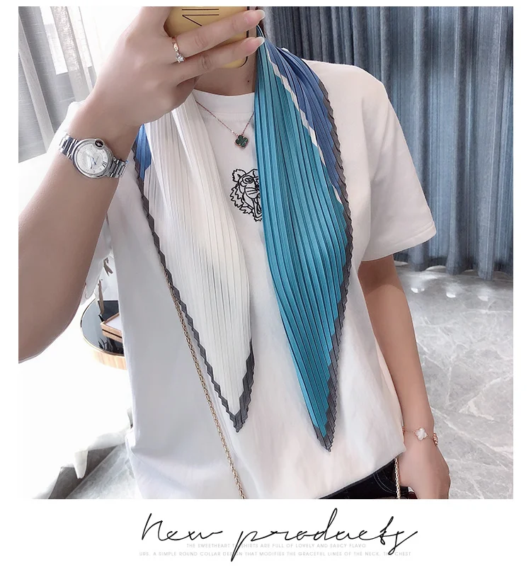 Luxury Silk Pleated Scarf - Womens Hair  Neck Accessory