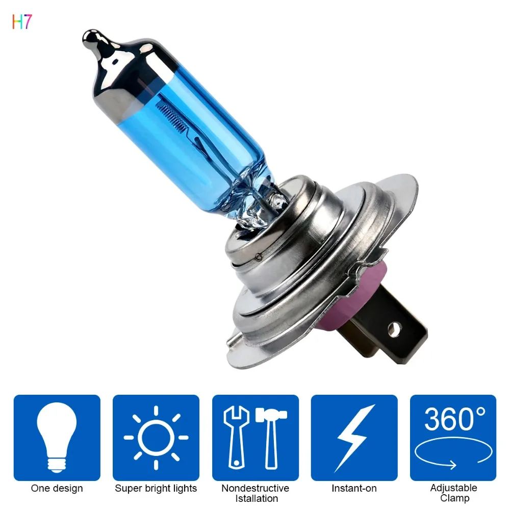 2pcs 12V 100W H7 Universal Car styling Car Halogen Lamp HOD Halogen Fog