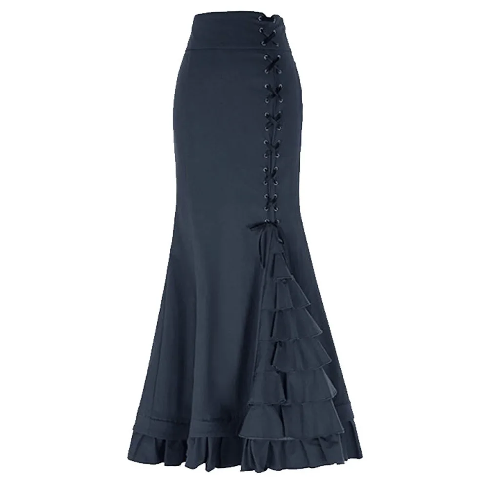 As the photo show Women's Skirt Skirts faldas jupe femme shein saia harajuku Womens Fashion Solid Colour Vintage Bandage Mermaid Skirt#50 - Цвет: As the photo show