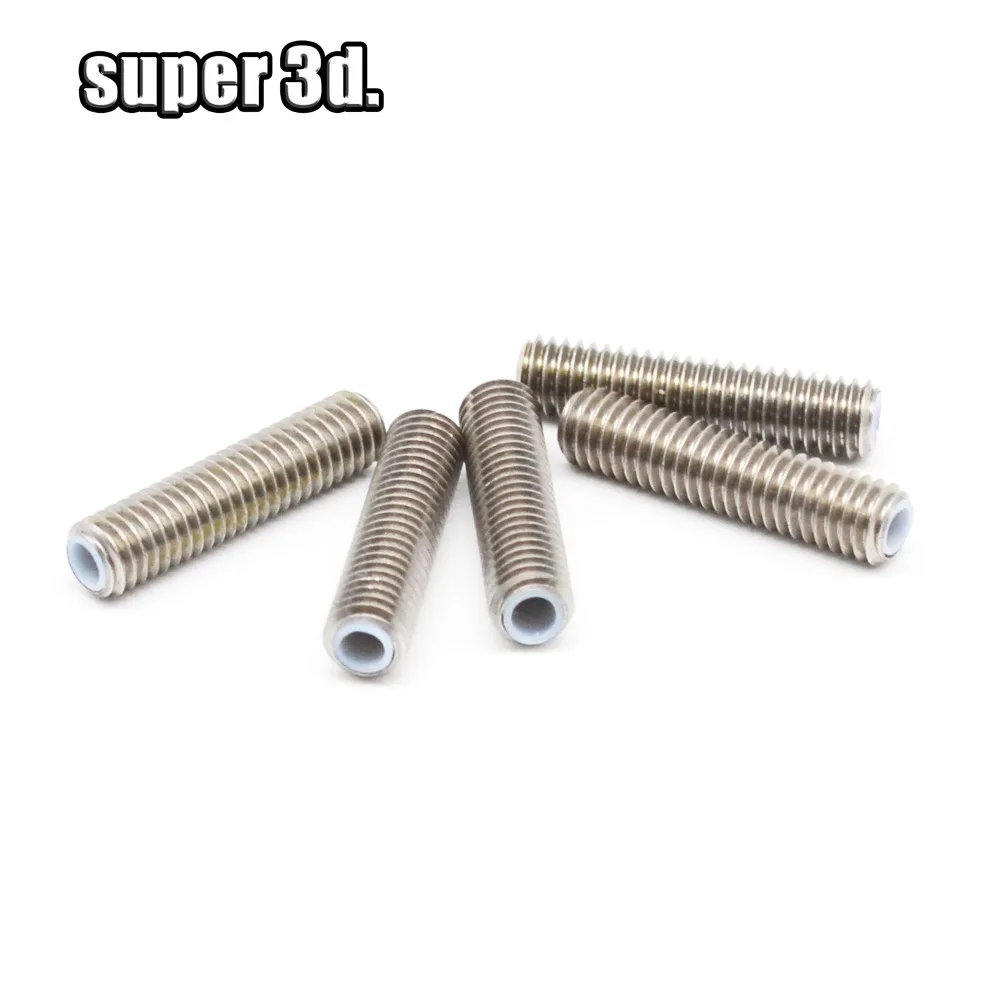 

5pcs/lot 3D Printer M6*26mm heat break Throat For Makerbot MK8 1.75mm & 3.00 Filament Stainless Steel With Teflon PTFE Tube