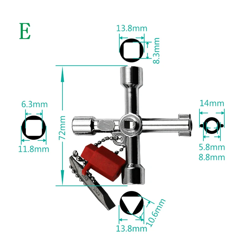 Многофункциональные гаечные ключи 4 способа Универсальный треугольный ключ водопроводчик ключи треугольник для электрический счетчик газа шкаф радиаторы - Цвет: E