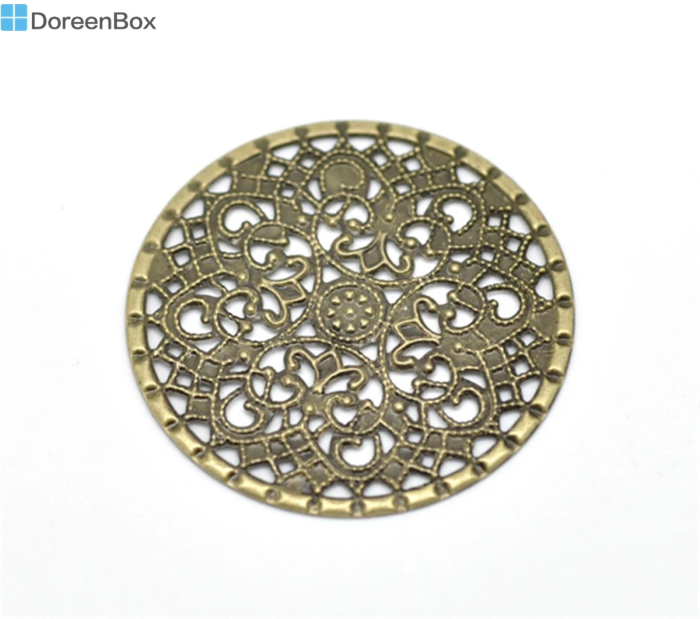 Bronze Tone Hollow Filigree Flower Wraps Connnector Embellishments Findings 57mm