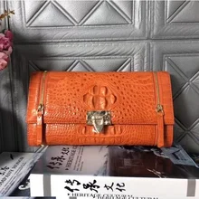 Натуральная кожа аллигатора леди большой улица клатч Мужская сумка из экзотической натуральной кожи аллигатора женский Слинг Сумка тонкий кошелек для женщин