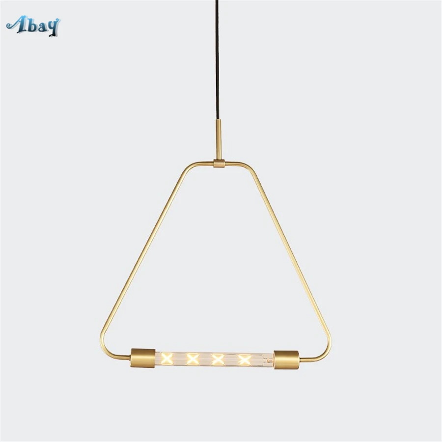

Nordic Creative Copper Trapezoidal Pendant Lights for Bedroom Living Room Office Study Light Fixture Loft Deco Hanging Lamp Led