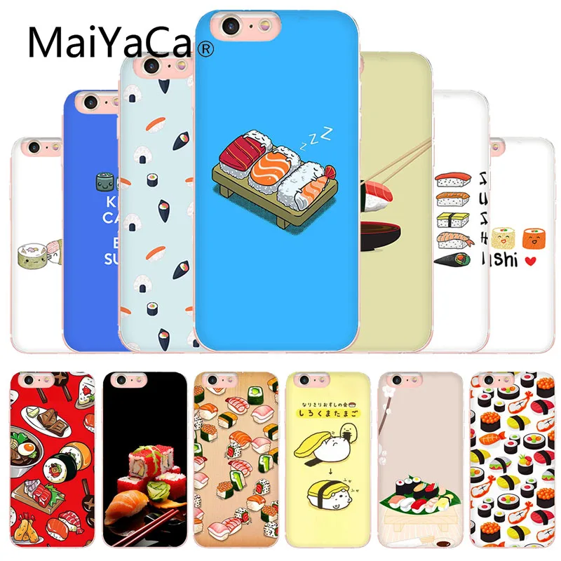 

MaiYaCa Japanese sushi Kawai Food Soft Silicone TPU cell Case For iphone X 8 8plus Transparent Case cover And 7 7plus 6 6s