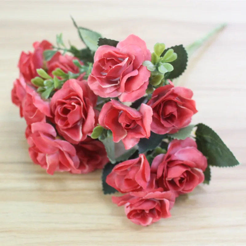 Austin 15 heads Autumn Fake Silk Flowers Artificial Rose Wedding Party Home Decor Flower Arrangement (13)