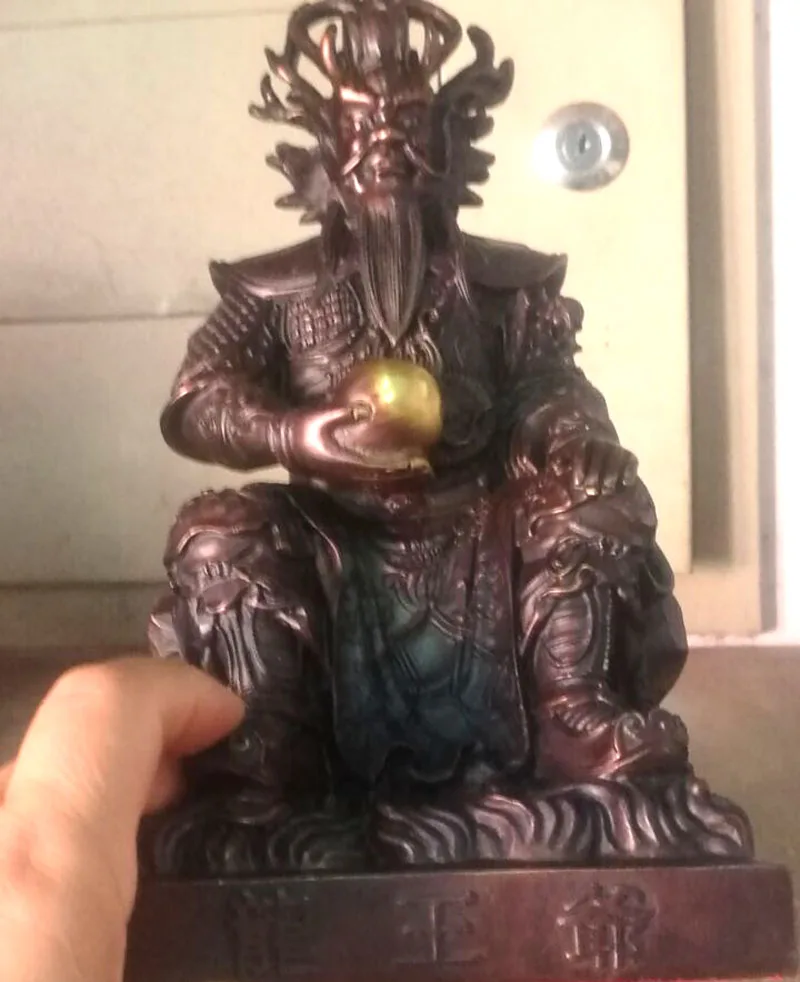 

China Royal Red Bronze evil spirits sun and moon Dragon statue free shipping