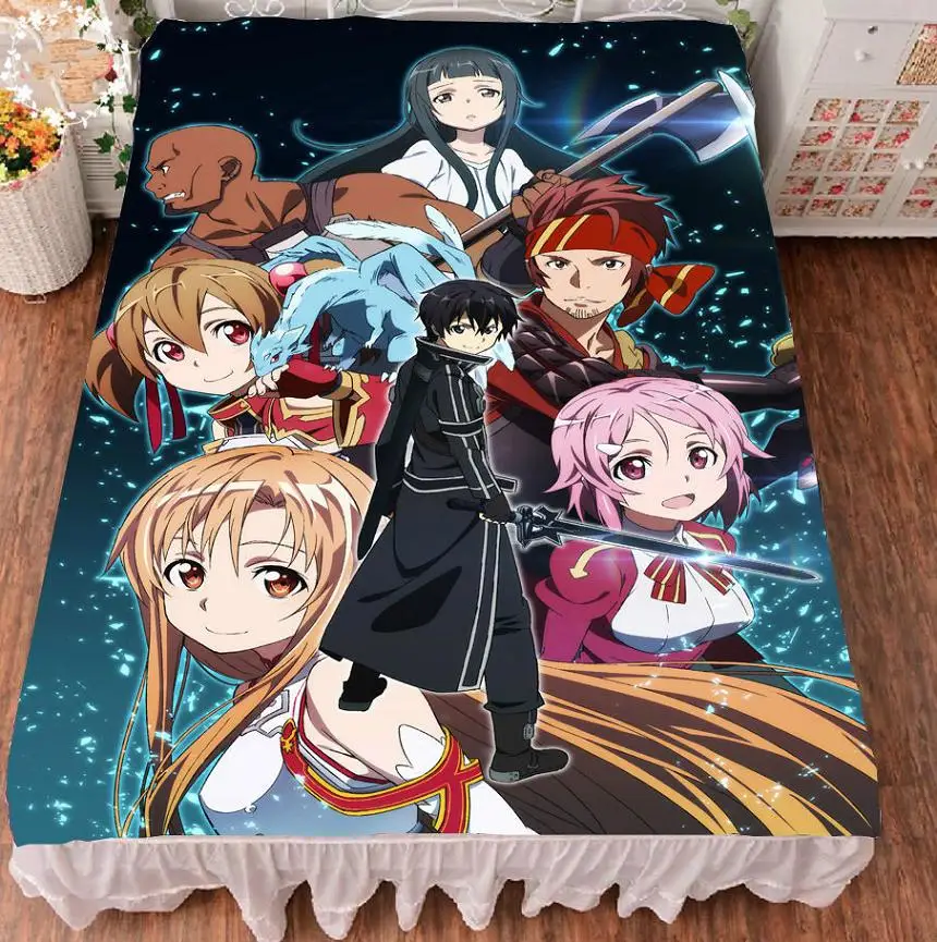 

Anime Sword Art Online SAO Asuna Bed sheet Throw Blanket Bedding Coverlet