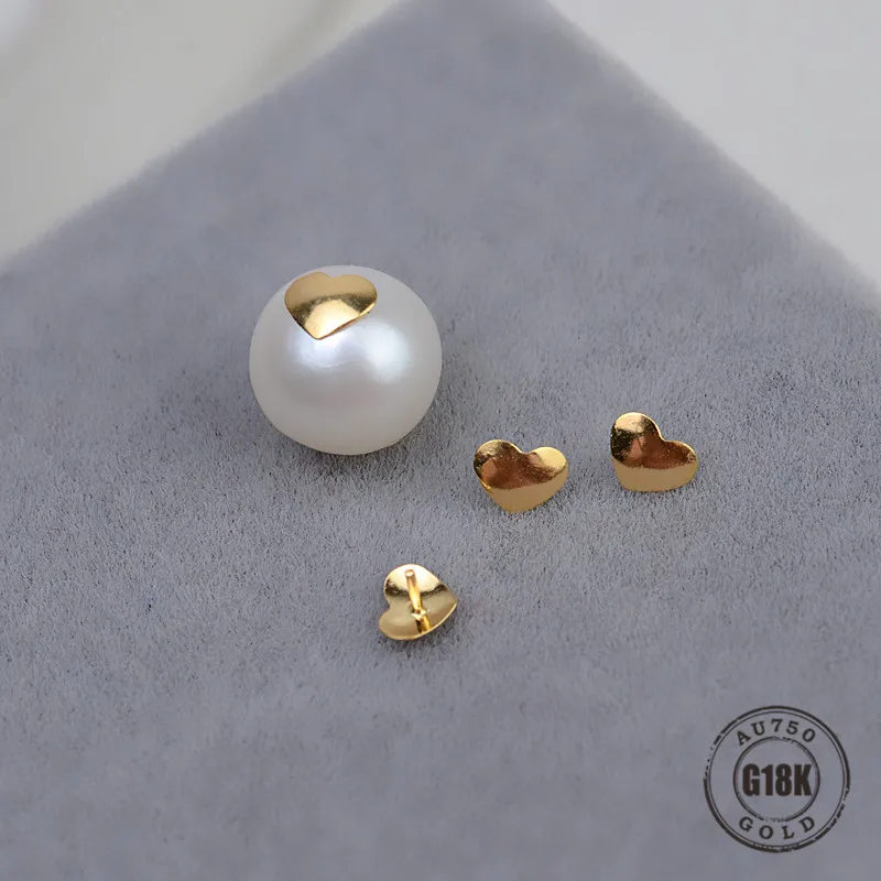 

G18K Gold DIY Accessories Heart Heart Plug Pin Style Pearl Bead Hole Plug T Needle Receptacle Piece