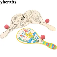 4 шт./партия. краски незавершенного дерева надувной мяч ракетки, создать свой собственный, рисунок игрушки раннего обучения Детский Сад искусств