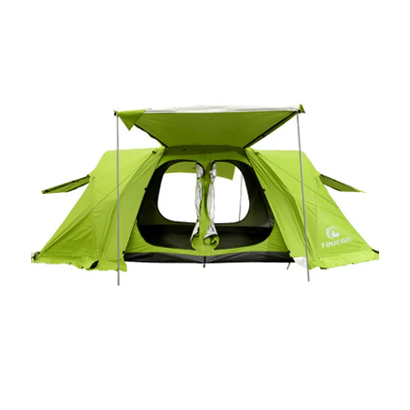 

Outdoor 2 Doors 2 Windows Double-layer Hiking Tent Quick-opening Camping Tent for Many People Waterproof Anti UV Sun Shelter