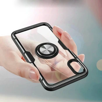 

30pcs/lot For iPhone XS Max XR Magnetic Car Holder Ring Case Rugger Armor Transparent Back Case For iPhone 8 7 6 6S Plus
