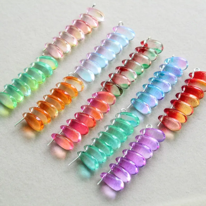 

6*9MM 10Pcs/Pack Multi-Colors Charms Teardrop Water Drop Crystal Glass Beads For Jewelry Making Bracelet Necklace Accessories
