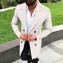 Мужская длинная куртка, мужской модный зимний Тренч, мужское длинное пальто, Классические Куртки, однотонная приталенная верхняя одежда, manteau homme hiver
