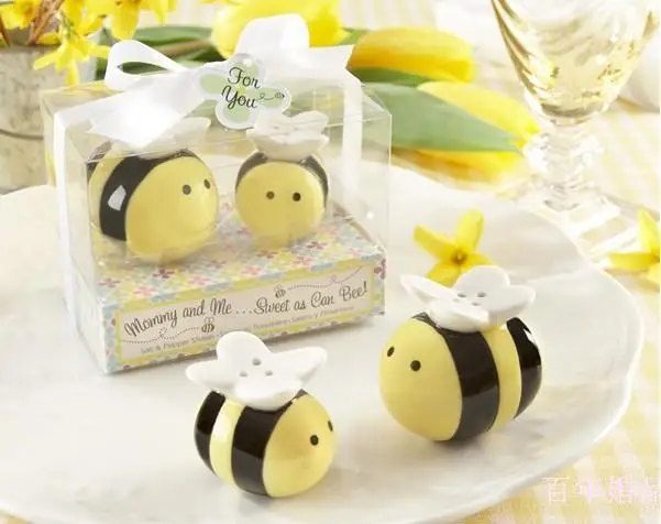 Mommy and Me Sweet as Can Bee ceramic Honeybee Солонка и перец шейкеры 200 шт = 100 компл./лот для предродовой вечеринки и подарков