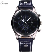 Pulseira de Couro Militar Do Exército Analógico Chaxigo Marca Mens Relógio de Pulso de Quartzo Com Data de Moda Casual 2016 Novo