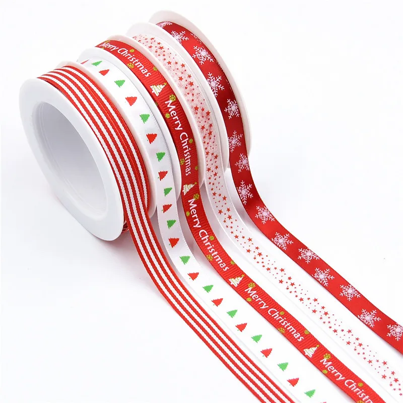 

5pcs/lot 1mm 25M Mixed Christmas Ribbon Suit For Gift Packing Christmas Decoration