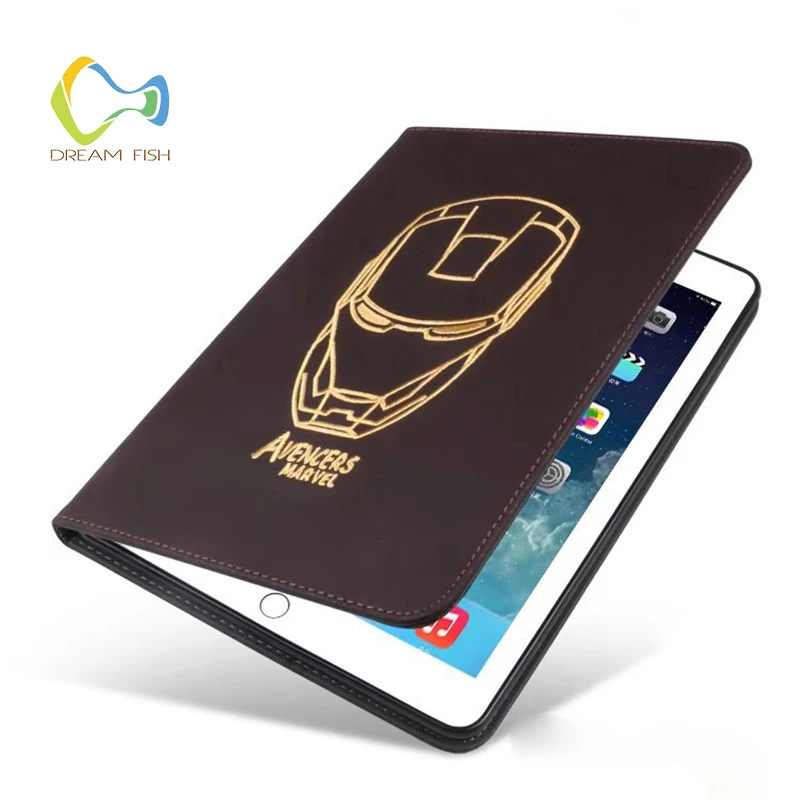 

Fundas for Ipad Air 2 Case Marvel Iron Man Sleep Wake Up Smart Flip Stand PU Leather Cover for Apple Table Gadget A1566 A1567