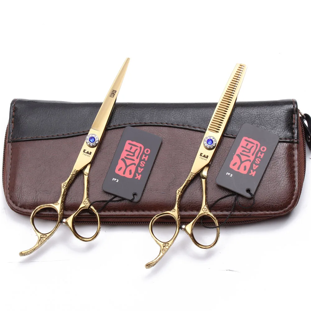 

1Pair Left-Hand 5.5 inch 16cm 440C Kasho Professional Hairdressing Scissors Cutting Shears Thinning Shears Salon Hair Scissors