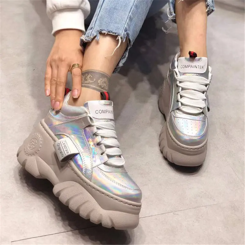 Tennis Piattaforma silver Nuovo red Da Delle Scarpe Beige Bianco America Ultralight up Donna glod Del Europa Lace 2018 Della Casual Genuino White Donne Cuoio Fashion q7pEWSW