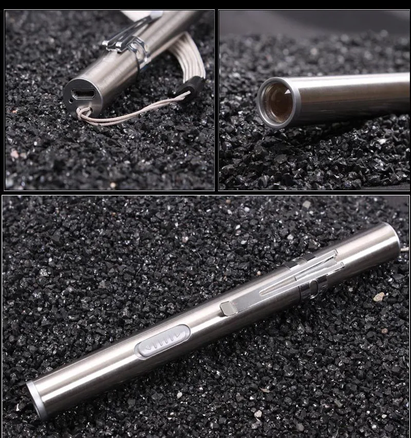 Нержавеющая сталь Портативный USB Перезаряжаемый светодиодный фонарик водонепроницаемый брелок с мини-фонариком