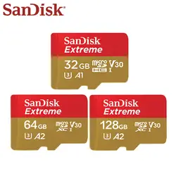 SanDisk Extreme карты памяти 64 ГБ 32 ГБ Micro SD карты высокой Скорость U3 A1 4 К UHS-1 V30 TF карты карта памяти MicroSD 128 ГБ