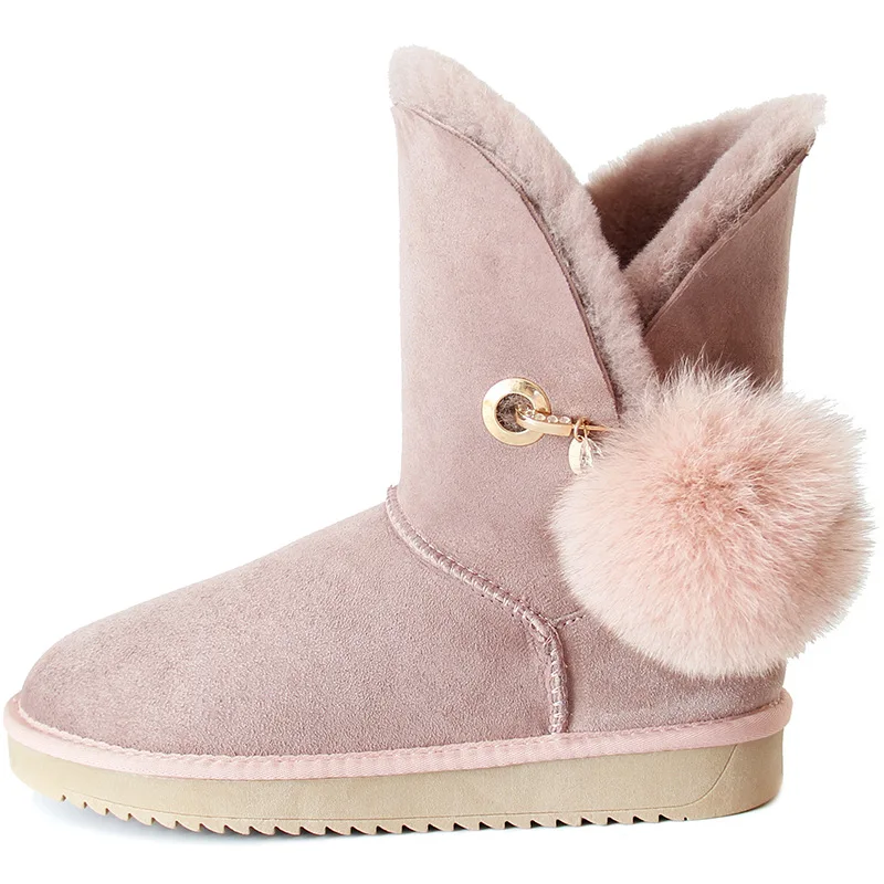 

Fashion Comfortable and elegant luxury brand winter women's snow boots fur ball decoration warm non-slip winter women's shoes