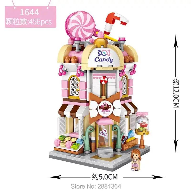 Горячие LOZ мини-улицы блоки вид на город орех магазин игрушек игровой зал конфеты магазины Модели Строительные кирпичи Рождественская игрушка для детей