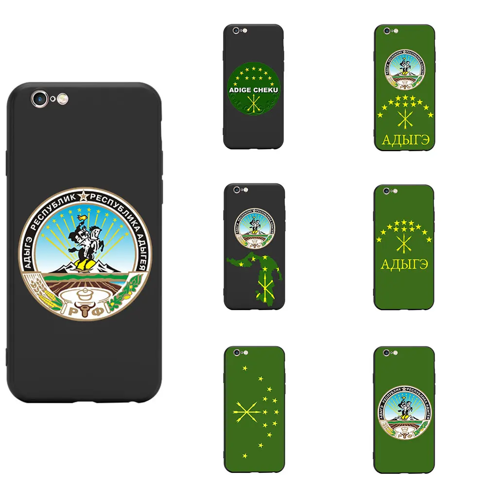 

Republic Of Adygea Adige Adyga National Flag Coat Of Arms Theme Soft TPU Phone Cases For iPhone 6 7 8 S XR X Plus 11 Pro Max