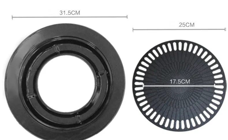 D32cm бездымный гриль для домашней газовой плиты, домашняя Черная плита, верхний гриль, фарфоровая эмалированная бразильская Сковорода-гриль