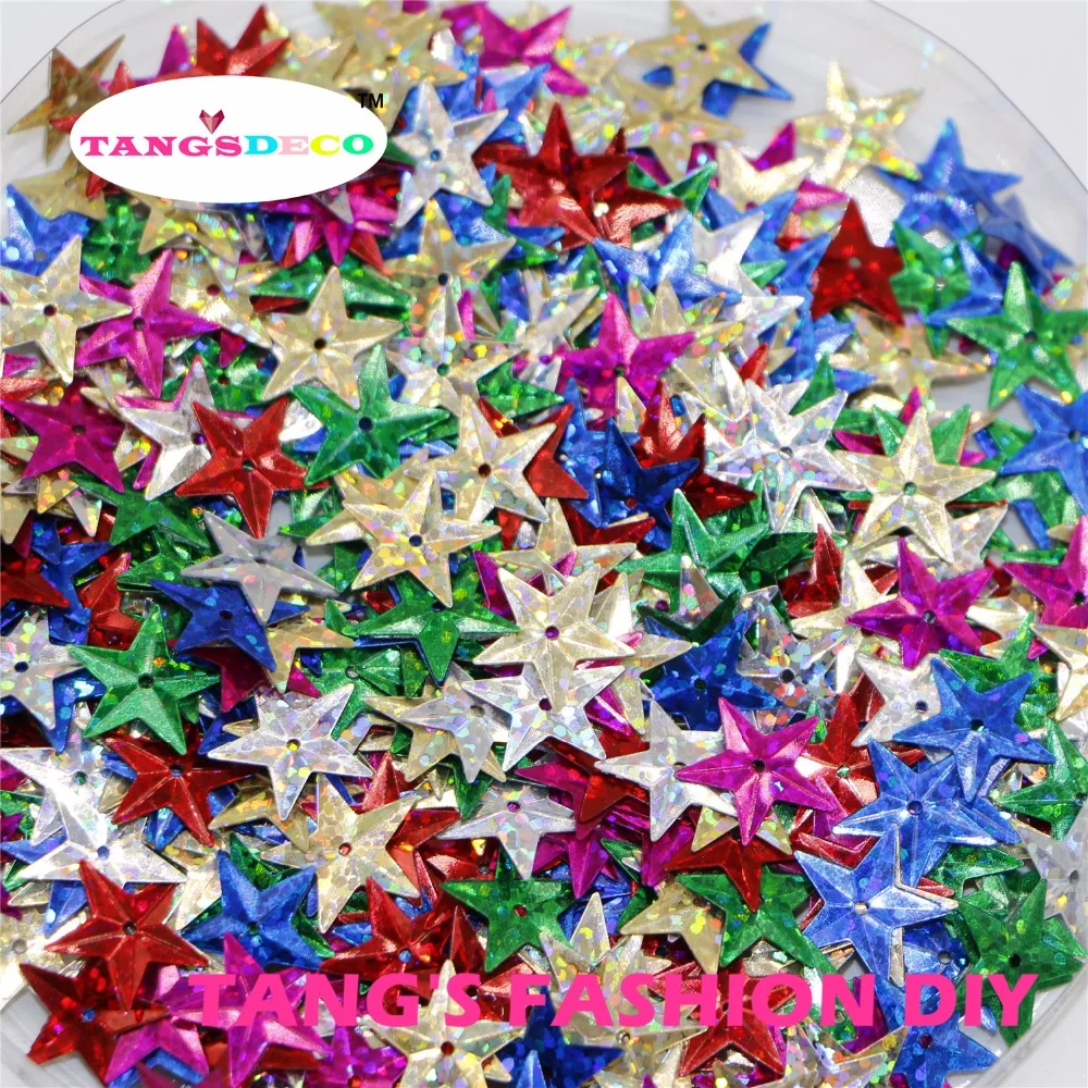 

100g---15MM DIY decoration mix laser color star shape sequins/confettis party table decorations