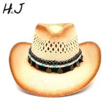 Для женщин Для мужчин западная ковбойская шляпа Witht Асель ленты соломы леди папа пляж солнце сомбреро Кепки сетки пастушка джаз шляпа Размеры 58 см
