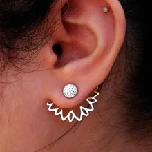 Женские серьги-гвоздики с кристаллами лотоса, модные ювелирные изделия, двухсторонние позолоченные серебряные серьги, популярные серьги в богемном стиле