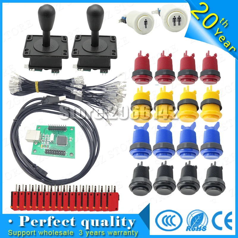 

Arcade parts Bundles kit With American Joystick microswitch button 2 players USB to jamma/PC board to DIY Arcade Machine