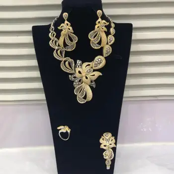 

GODKI Luxury Trendy Flowers Nigerian Jewelry sets For Women Wedding Cubic Zircon CZ Dubai Gold Bridal Jewelry Set 2019
