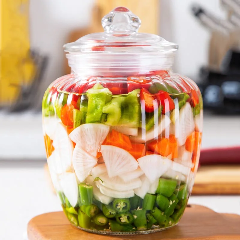  Clear Glass Storage Seal Bottle Pickle Miscellaneous Grains Jar Fruit Nut Candy Cans Food Jars Tea  - 32983682930