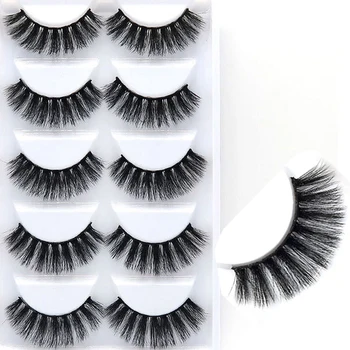

YOKPN New Style 1 Box 5 Pairs 3D Mink Eyelashes Natural Thick False Eyelash Big Eye Long Curl Fake Lashes Mink Hair Eyelashes