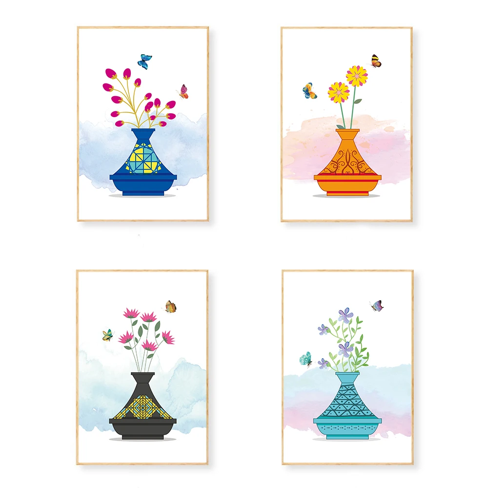 Flowers-Canvas-Artistic-Wall-Painting-Vase-Flower-Arrangement-Colorful-Animal-Butterfly-Home-Decoration-Painting-Poster (4)