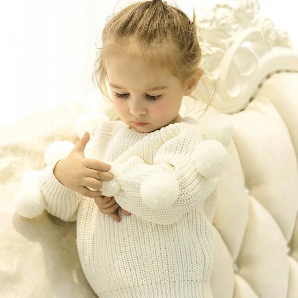 Spring Autumn Winter Children Baby Girls Infant Casual White Sweater