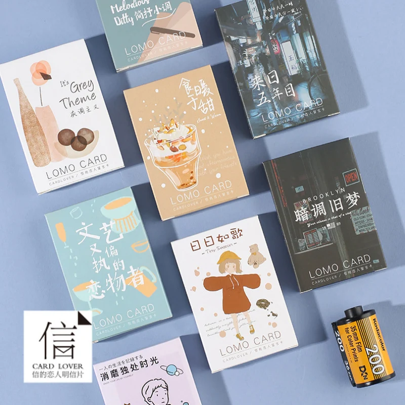 

28 Pcs/Box Cartoon Art cuisine childhood student mini card greeting card lomo memo card kids gift postcard