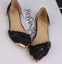 Sur les ventes grand escompte femme appartements chaussures printemps été DS169 bout pointu ceinture en métal or argent noir marque de mode femme appartements