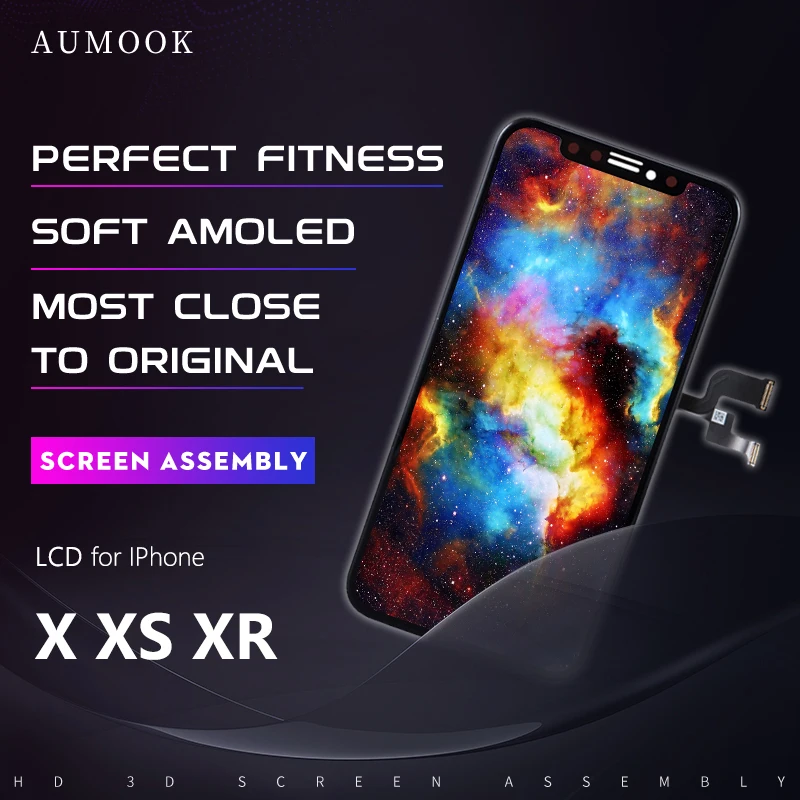 AUMOOK ЖК-дисплей для IPhone X XS MAX XR мягкий гибкий OLED AMOLED OEM Экран Дисплей для IPhone X XS Pantalla дигитайзер сборка